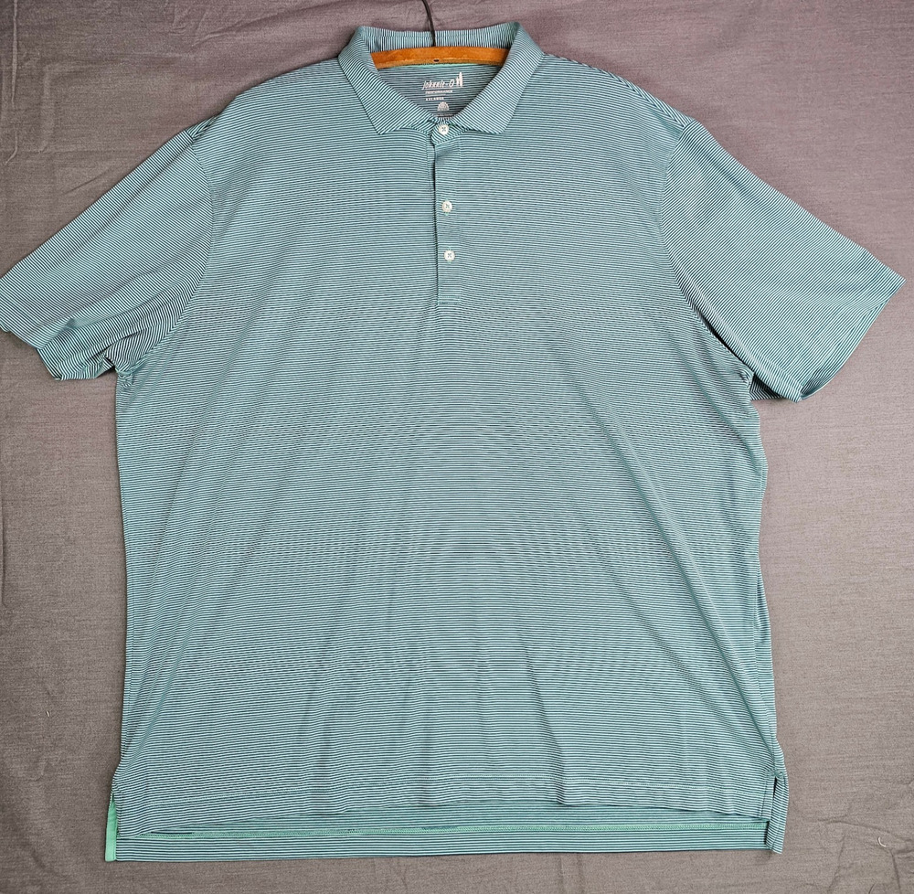 Johnnie-O Performance Polo Large Green/White Striped Men's XXL